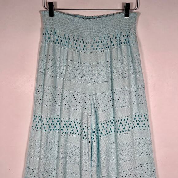 Alice + Olivia Russell Eyelet Pull-On Pants XL Powder Blue Wide Leg Chic - Picture 5 of 9